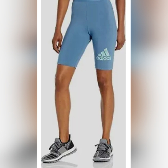 Adidas Women's Bike Shorts, 2 Tone 3 Stripes Altered Blue Graphic, Size 3X - Picture 1 of 5